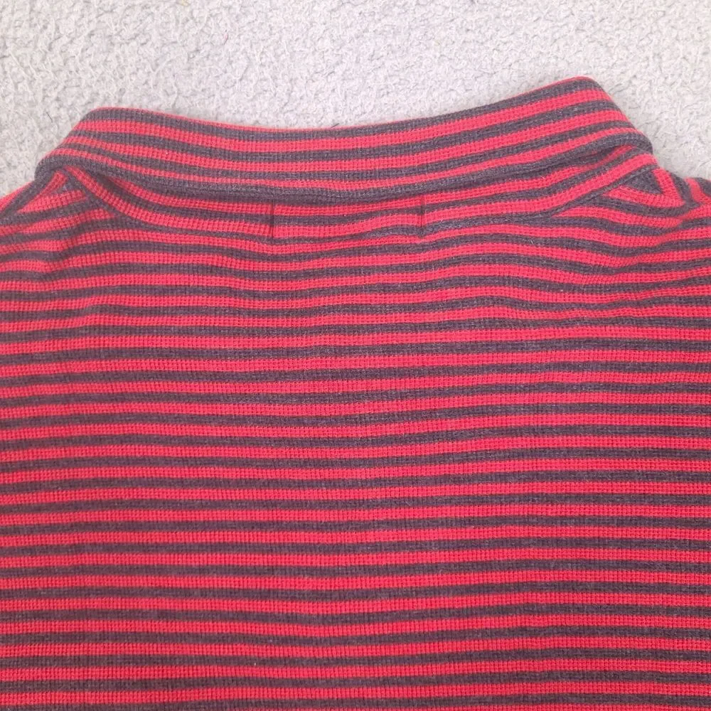 Polo Ralph Lauren Polo Shirt Men Large Red Navy Striped Pocket Mini‎ Waffle Knit